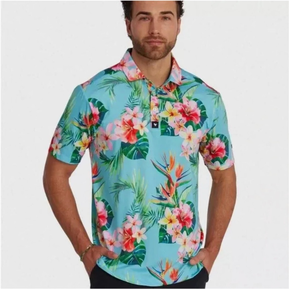 Bad Birdie Tropical Floral Polo Shirt